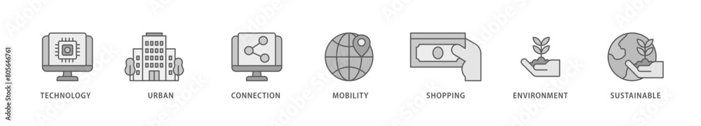 Smart city icon packs for your design digital and printing of technology, urban, connection, mobility, shopping, environment and sustainable icon live stroke and easy to edit Smart city icon packs for your design digital and printing of technology, urban, connection, mobility, shopping, environment and sustainable icon live stroke and easy to edit