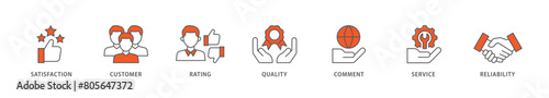 Feedback icon packs for your design digital and printing of satisfaction, customer, rating, quality, comment, service and reliability icon live stroke and easy to edit 