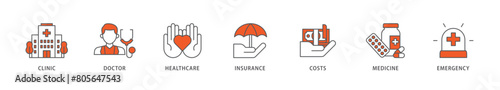 Medicare icon packs for your design digital and printing of emergency, insurance, medicine, costs, healthcare, doctor, clinic icon live stroke and easy to edit 