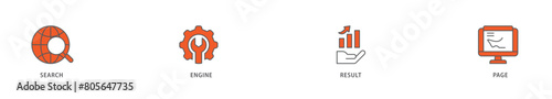 SERP icon packs for your design digital and printing of web search, computer, search engine, mobile search, page result, and statistics graph icon live stroke and easy to edit 