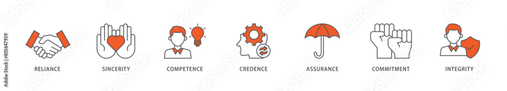 Trust icon packs for your design digital and printing of integrity, credence, commitment, assurance, competence, sincerity, reliance icon live stroke and easy to edit Trust icon packs for your design digital and printing of integrity, credence, commitment, assurance, competence, sincerity, reliance icon live stroke and easy to edit