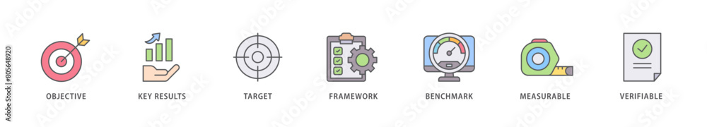 OKR icon packs for your design digital and printing of objective, key results, target, framework, benchmark, measurable, and verifiable icon live stroke and easy to edit OKR icon packs for your design digital and printing of objective, key results, target, framework, benchmark, measurable, and verifiable icon live stroke and easy to edit