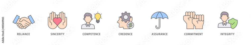 Trust icon packs for your design digital and printing of integrity, credence, commitment, assurance, competence, sincerity, reliance icon live stroke and easy to edit Trust icon packs for your design digital and printing of integrity, credence, commitment, assurance, competence, sincerity, reliance icon live stroke and easy to edit