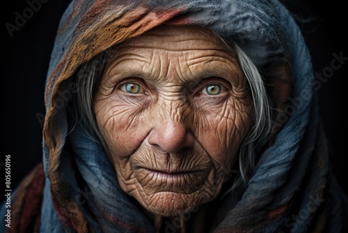 Weathered face of an elderly person