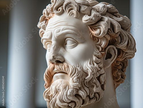 detailed sculpture of a bearded man's face