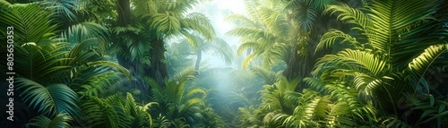 Create a digital jungle composition that seamlessly merges natural elements