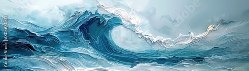 Dive into the mesmerizing beauty of a blue and white wave painting