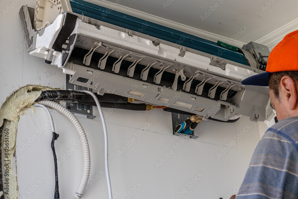 Installing an air conditioner in an apartment office, Lviv Ukraine 08.04.24