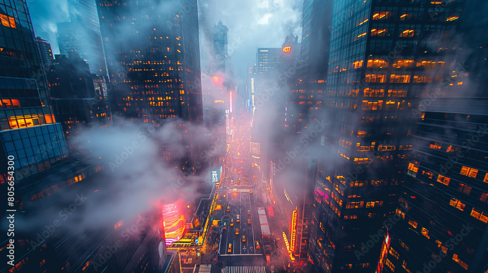 Fototapeta premium clouds and lights over the city