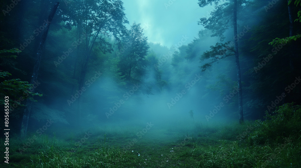 misty forest in the morning