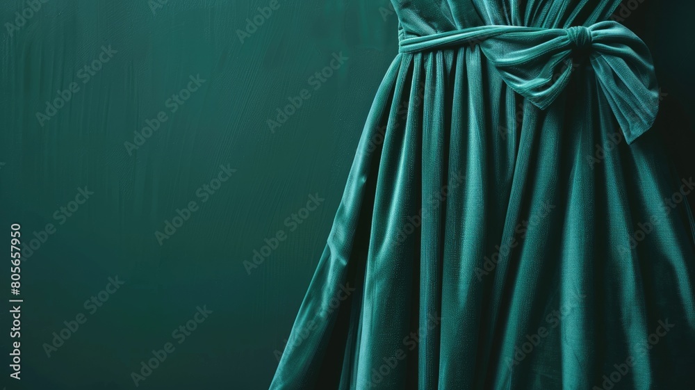 Elegant turquoise dress with bow on mannequin Elegant turquoise dress with bow on mannequin