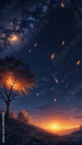 Mystical scene the starry night sky