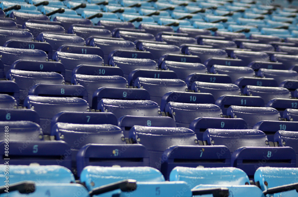 Blue empty seats on the stadium