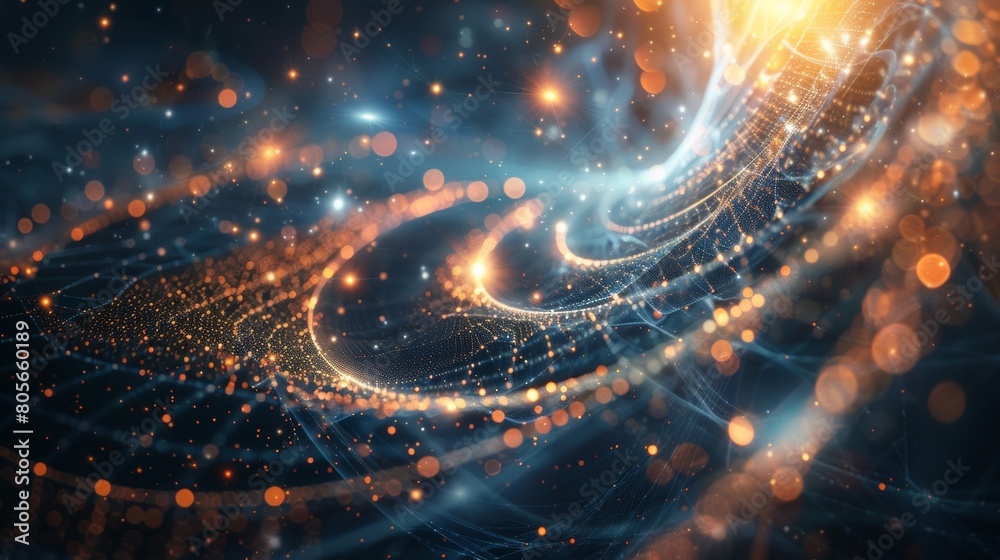 Obraz premium A delicate balance between light and darkness symbolizing the duality and interconnectedness of quantum mechanics and theoretical physics.