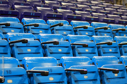 Blue empty seats on the stadium