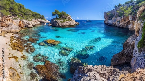 Natural beach calo des moro  Mallorca  Majorca  Spain