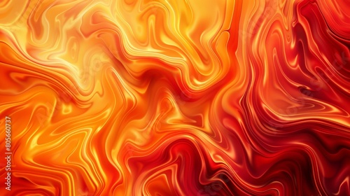 A background of orange and red, featuring swirling patterns reminiscent of lava flow in an abstract style. The colors blend seamlessly with the warm hues to create a sense of movement and energy.