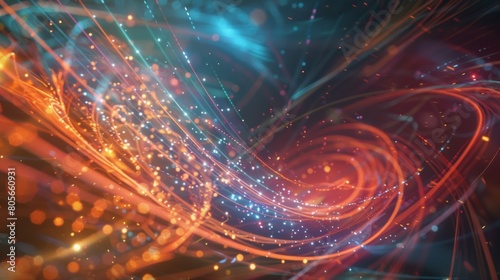 As they skate the particles leave behind a trail of energy their presence evident in the shimmering hues of the Higgs field.