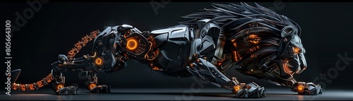 Wallpaper Mural Capture the majestic robotic lion from a ground-level angle, showcasing its intricate metallic mane and glowing eyes Utilize photorealistic digital rendering techniques to highlight the contrast betwe Torontodigital.ca