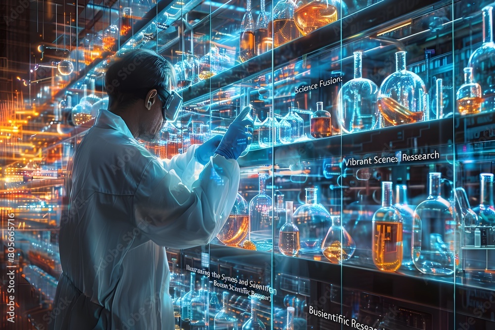 Vibrant Scenes Illustrating the Synergy Between Business and Scientific Research