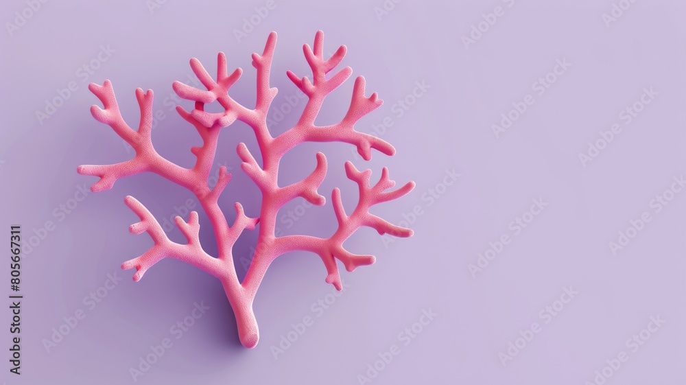 Fototapeta premium Pink coral structure on purple background