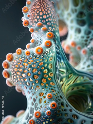 close-up of a colorful coral reef with a variety of marine life. photo