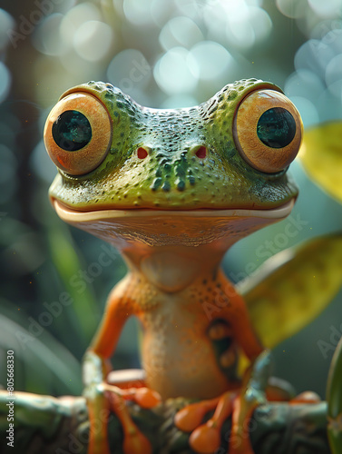 frog, 3D illustration, digital art, amphibian, green, tropical, wildlife, nature, pond, swamp, aquatic, webbed feet, croak, hopping, leap, froggy, croaking, ribbit, toad, wart, slimy, moist, colorful,