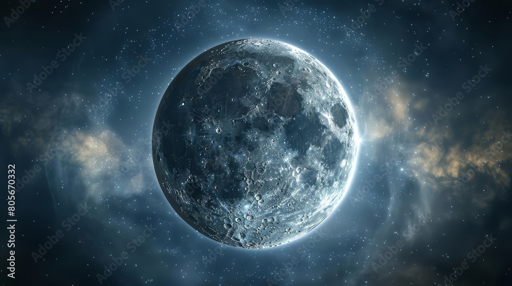 The Luna eclipse in space concept depicts the moon in breathtaking detail, transforming the view into a futuristic space banner, Sharpen banner template with copy space on center