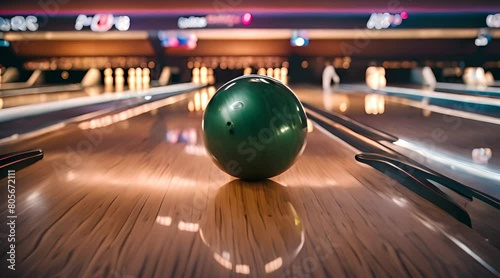 bowling ball and pins in a club