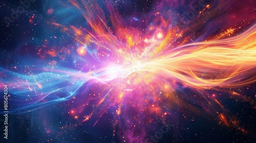Vibrant bursts of light symbolic of the energy emitted during electron transitions.