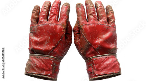 A pair of elegant red leather gloves, a chic accessory for a winter outfit