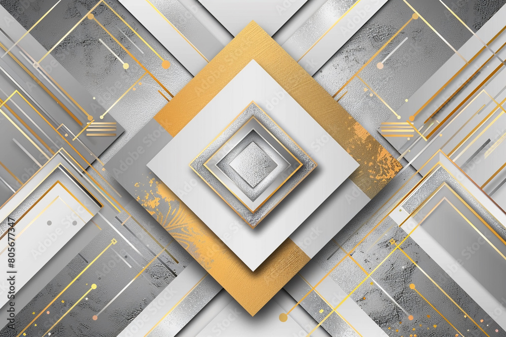 Obraz premium Abstract geometric background with gold elements, Generative Ai