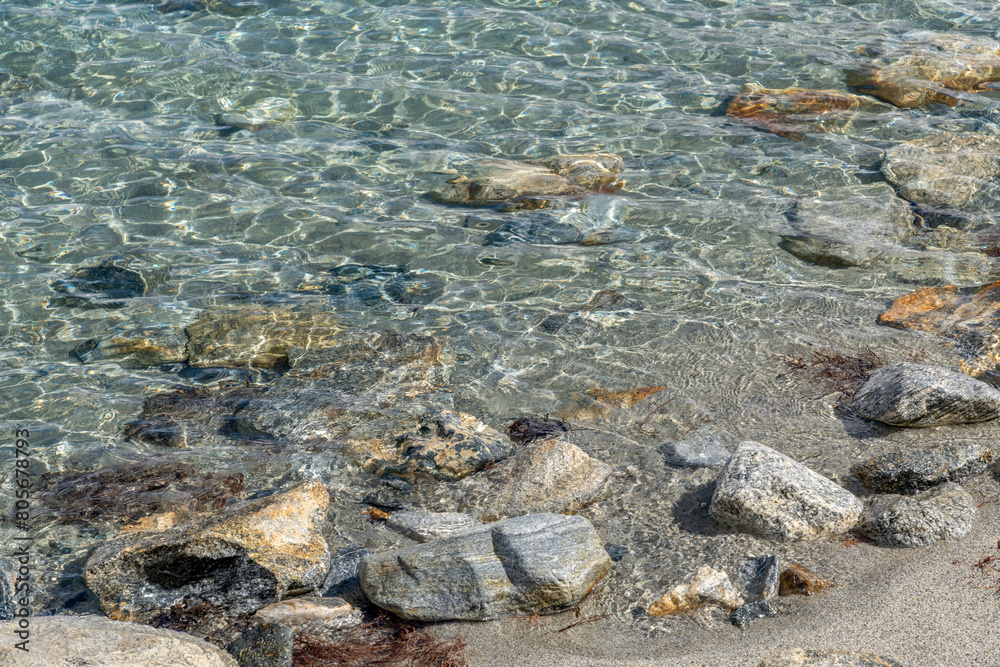 Fototapeta premium Crystal clear waters of Pangong Lake on the border of India and Tibet, the world's highest elevation saltwater lake
