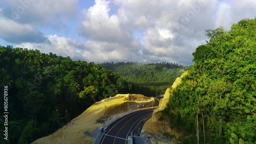 drone lifts off to capture breathtaking aerial footage of the South Coast Road in Tulungagung, East Java, Indonesia. photo