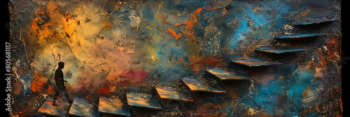 background of a person climbing stairs