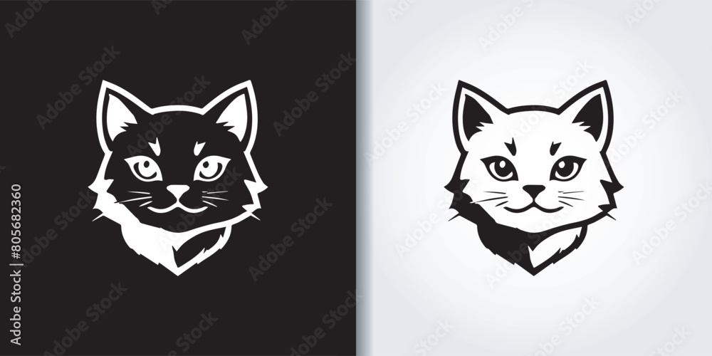 Fototapeta premium cat black and white logo set