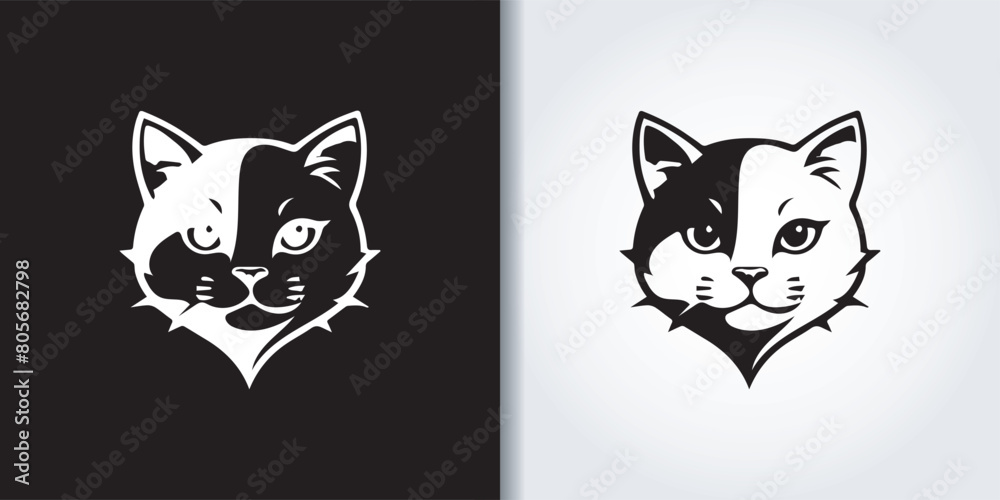 Fototapeta premium cat black and white logo set