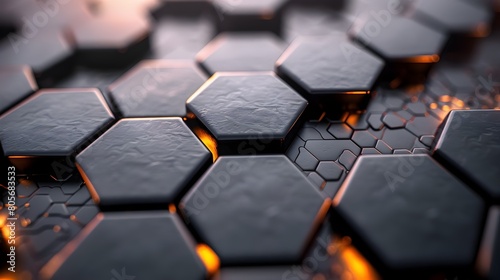 Hexagonal Abstract Metal Background with Dramatic Lighting