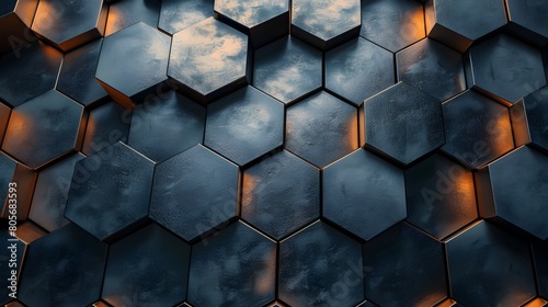 Hexagonal Metal Abstract Background with Dramatic Lighting Effect