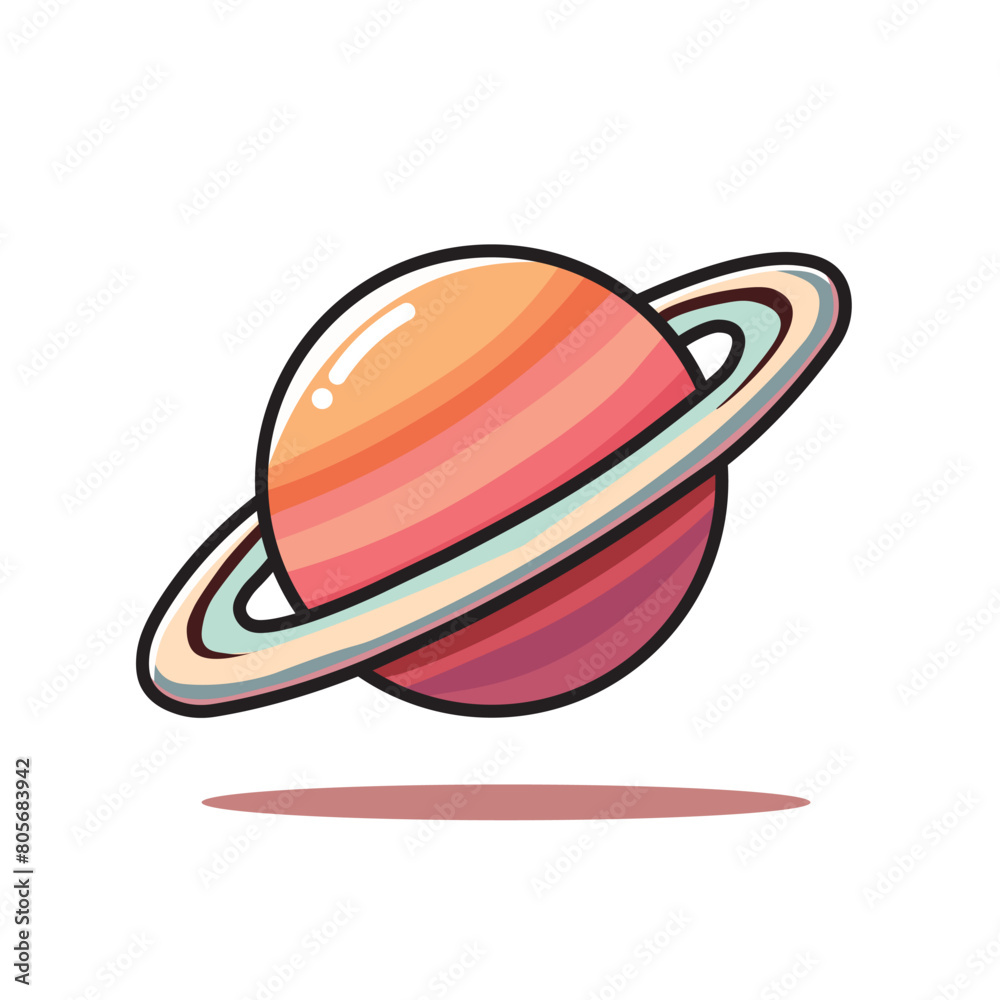 Illustration Vector Graphic Cartoon of a of the Planet Saturn, Symbol of Cosmic Beauty and Mystery Illustration Vector Graphic Cartoon of a of the Planet Saturn, Symbol of Cosmic Beauty and Mystery