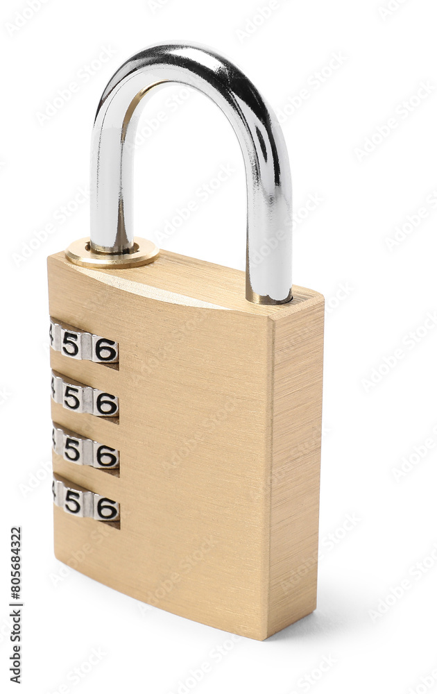Locked steel combination padlock isolated on white Locked steel combination padlock isolated on white