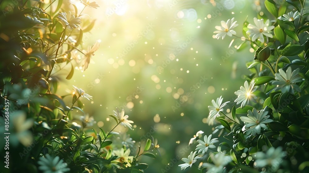 Breathtaking Abstract Spring or Summer Nature Background with Ethereal Floral Details and Radiant Lighting Breathtaking Abstract Spring or Summer Nature Background with Ethereal Floral Details and Radiant Lighting