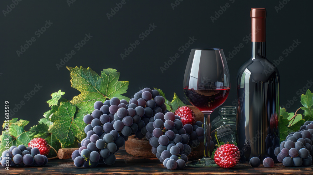 Grapes and Wine | Black Background