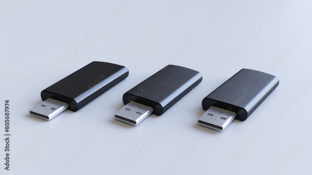 Black USB flash drive for portable data storage on computers Black USB flash drive for portable data storage on computers