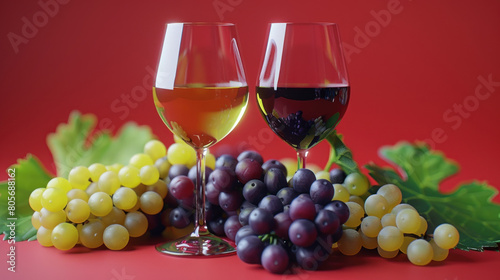 Grapes and Wine   Yellow Background