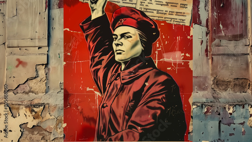 Echoes of the Past: Cold War-Era Soviet Propaganda Poster photo