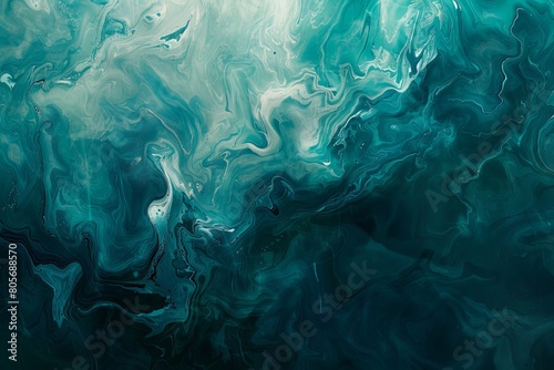 Abstract teal blue and green marble background with liquid texture photo