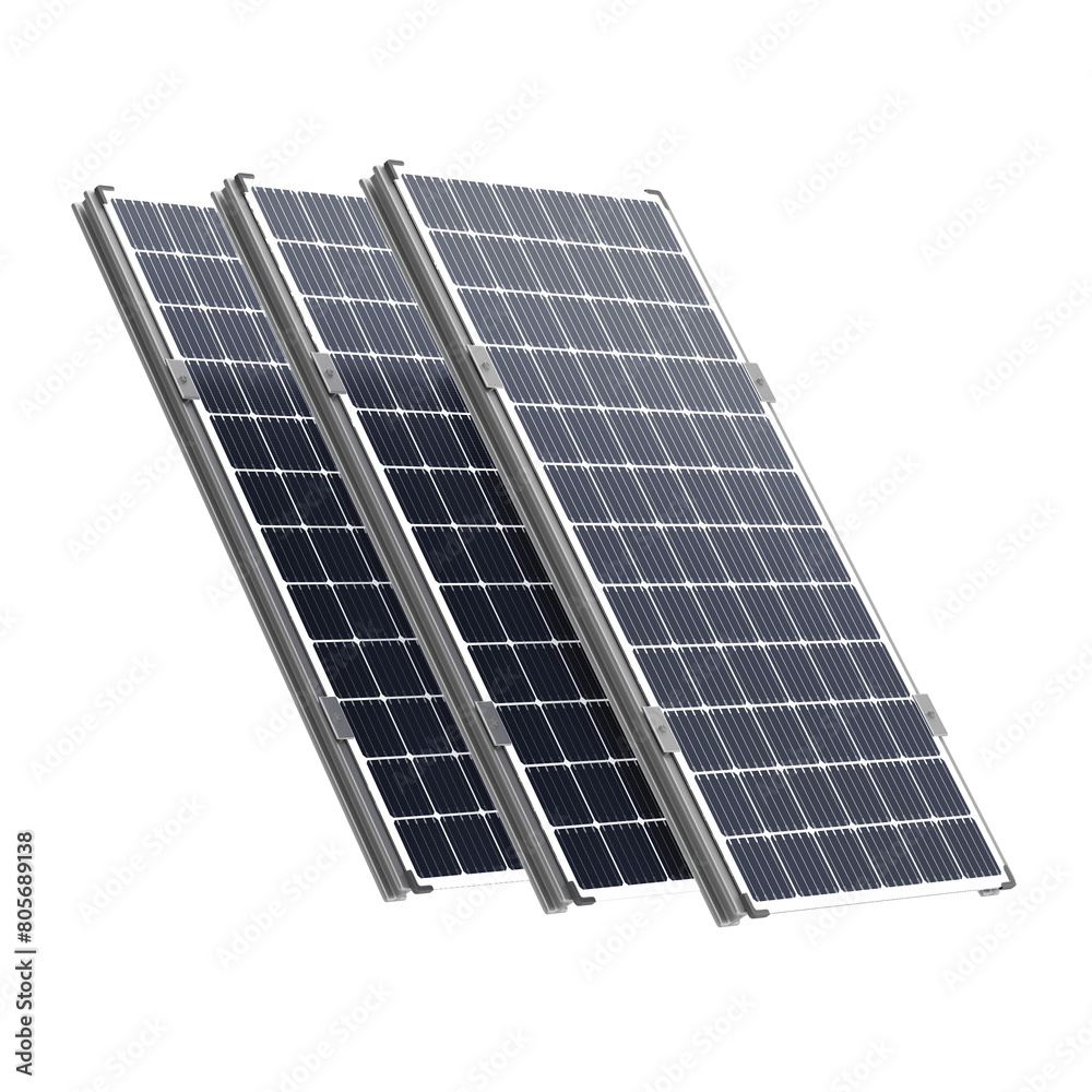 Fototapeta premium 3D Graphite Solar Power Station Panels with Transparent Background