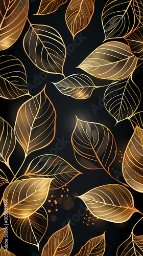 Tropical leaf Wallpaper,Botanical leaf line art wallpaper background vector. Luxury natural hand drawn foliage pattern design in minimalist linear contour simple style.Vector illustration