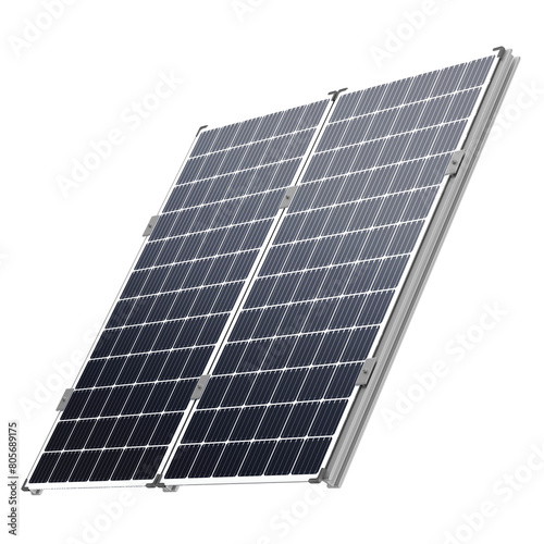 3D Graphite Solar Power Station Panels with Transparent Background
